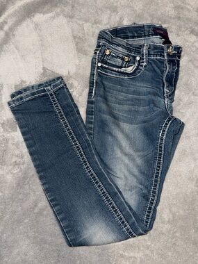 Vigoss Skinny Jeans Womens 24 Dark Wash Stretch Low Rise Y2K Denim